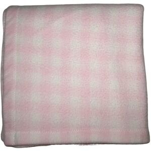 Dundee Pink White Acrylic Baby Blanket Super Soft Vintage htf Lovey 45x35 Plaid